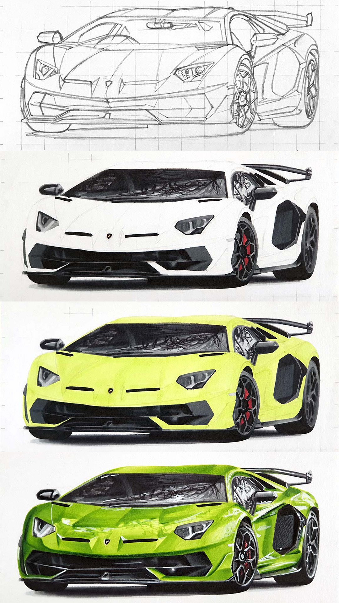 How to Draw a Lamborghini Aventador SVJ - Easy Step-by-Step Tutorial